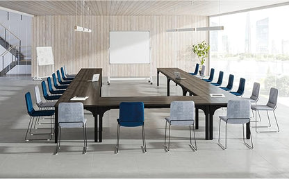 Conference Table, Super Sturdy Large Rectangle Meeting Seminar Table, Long Business Tables, Grey, 8Pcs