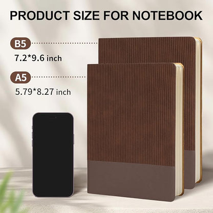Lined Journal Notebook for Work College Ruled Note Book 5.79"x8.27" A5 PU Leather Daily Journaling 216 Pages for Women Men Writing Home School Supplies Business (Coffee)