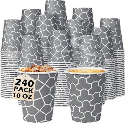 240 Count 10 oz Paper Coffee Cups, Disposable Paper Cups, Hot/Cold Beverage Drinking Cups for Water, Coffee, Tea, Juice