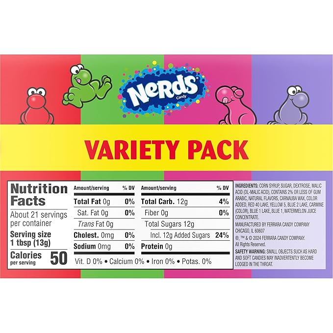 NERDS Candy, Dual Variety Pack, Grape & Strawberry, Watermelon & Cherry, Crunchy Fruity Chews, 9.9 oz (Pack of 6)