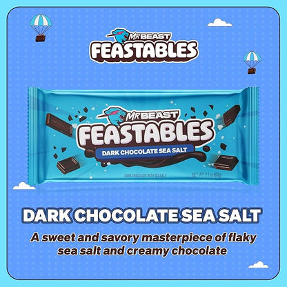 Feastables by MrBeast Dark Chocolate with Sea Salt KING Size Chocolate Bar, 2.1oz (60g), 10 count