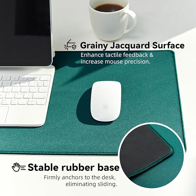 Waterproof Large Gaming Mouse Pad with Durable Stitched Edges, Non-Slip Rubber Base, Grainy Jacquard Mouse Mat Desk Pad for Home Office Gaming, 27.6"x11.8"x0.12", Matte Green