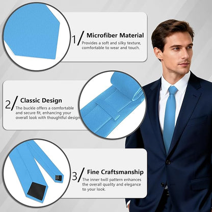Fineknot Black Ties for Men, Formal Neckties for Men, Solid Color Mens Ties for Business, Wedding, Party, Mens Neck Tie