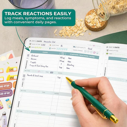 Clever Fox Food Sensitivity Journal – Daily Intolerance & Symptom Log for IBS, Diabetic, Low Fodmap, Elimination Diet – Health Tracker (Black)
