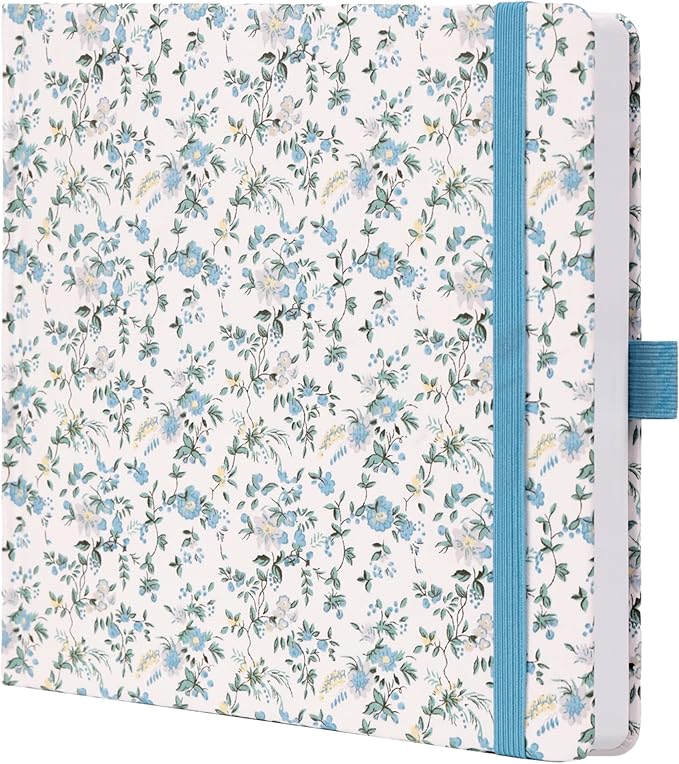 TIEFOSSI Dotted Journal Notebook, Dot Grid Notebook for Women Men, Fabric Flower Journal, 160 GSM Thick Paper, 160 Numbered Pages, 8 x 8 Square Diary
