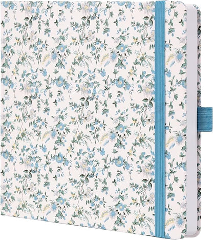 TIEFOSSI Dotted Journal Notebook, Dot Grid Notebook for Women Men, Fabric Flower Journal, 160 GSM Thick Paper, 160 Numbered Pages, 8 x 8 Square Diary