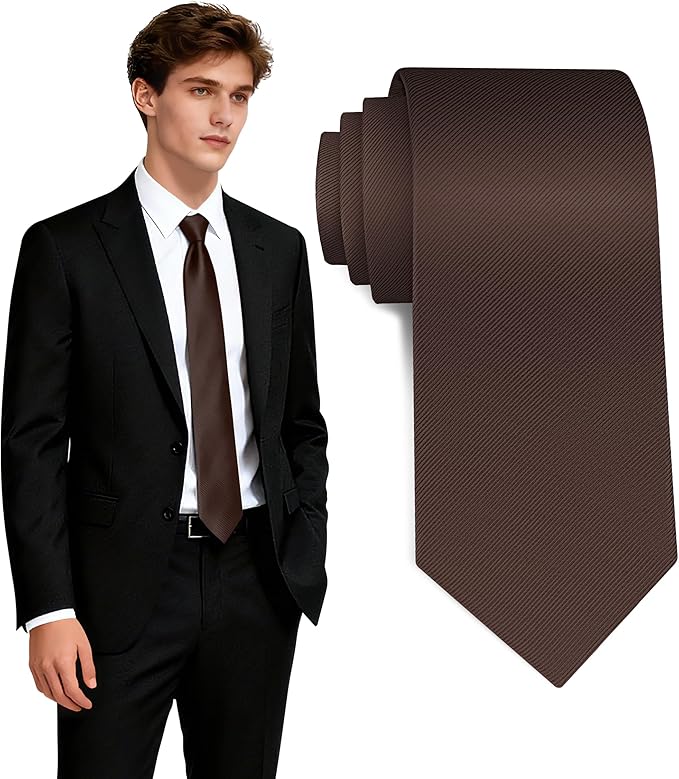 Fineknot Black Ties for Men, Formal Neckties for Men, Solid Color Mens Ties for Business, Wedding, Party, Mens Neck Tie