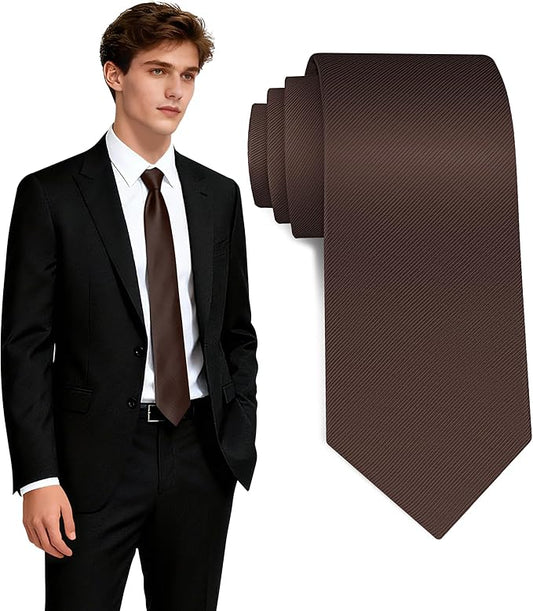 Fineknot Black Ties for Men, Formal Neckties for Men, Solid Color Mens Ties for Business, Wedding, Party, Mens Neck Tie