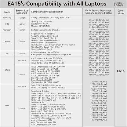 Smatree 14 inch Laptop Sleeve for Acer TravelMate Spin P4 TMP414RN 2-in-1, Acer TravelMate P6 TMP614/P4 TMP414, for 14.5 inch Acer Swift X 14, Acer Protective Laptop Case with Pocket (E415)