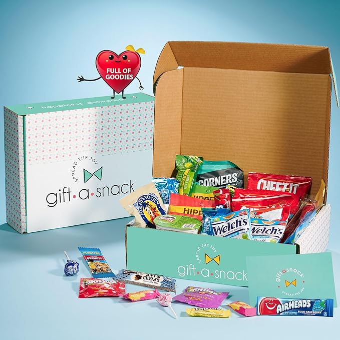 Gift A Snack - Thanksgiving, Holiday, Christmas Stocking Stuffer Healthy Snack Box Care Package + Greeting Card (30 Count) Birthday Treats Gift Basket, Nutritious Granola Breakfast Bars