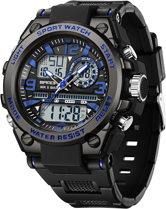 KXAITO Men's Watches Sports Outdoor Waterproof Military Watch Date Multi Function Tactics LED Alarm Stopwatch