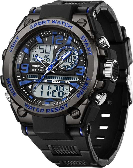 KXAITO Men's Watches Sports Outdoor Waterproof Military Watch Date Multi Function Tactics LED Alarm Stopwatch