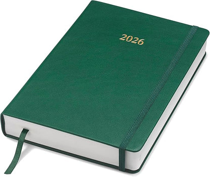 Wykeham's Executive 2026 Daily Journal Planner – US Public Holidays & Format – Customization Available (Racing Green, 8.5"×5.5")