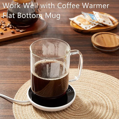 DRASTAR Glass Coffee Mugs, 20 oz Clear Coffee Cups, Coffee Mug with Acacia Wood Lid, Tea Glass Cups with Handles, Large Coffee Mug Set of 4, Glass Coffee Cups for Latte, Espresso, Tea