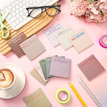 Yinder 48 Pcs Employee Appreciation Sticky Notes Xmas Gift Bulk Motivation Note Pads Mini Inspirational Note Gift for Teacher Nurse Staff Coworker Office Supply 3 x 3'' (Appreciation,Boho)