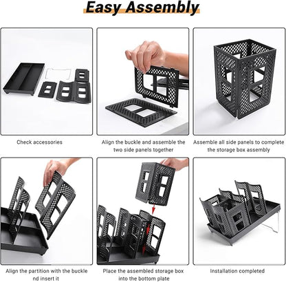 6 Slots Coffee Cup Holder for Countertop - Disposable Cup Holder with Foldable Stand, Paper Cup Dispenser with Mesh Baske for Coffee Station, Bar, Office, Home, Restaurant, Black