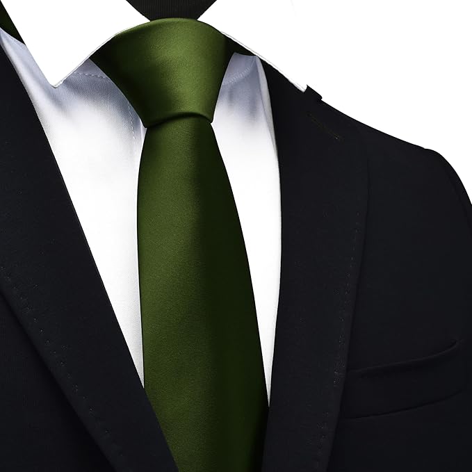 Branduce 3.15"（8cm） Mens Solid Satin Tie Pure Color Necktie for Business and Wedding + Gift Box