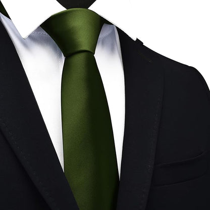 Branduce 3.15"（8cm） Mens Solid Satin Tie Pure Color Necktie for Business and Wedding + Gift Box