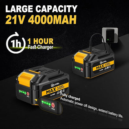 SILVEL 18 Gauge Cordless Brad Nailer, 2 in 1 Cordless Nail Gun/Electric Stapler, 2 * 4.0Ah Battery Powered Nail Gun, Fast Charging for Woodworking,Home Improvement, YELLOW