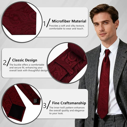 Fineknot Ties for Men, Jacquard Neck Ties, Mens Plaid Paisley Striped Tie, Classic Floral Mens Ties for Wedding Business
