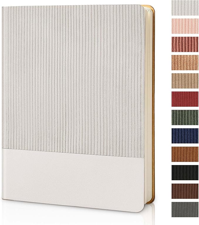 Lined Journal Notebook for Work College Ruled Note Book 7.2"x9.6" B5 PU Leather Daily Journaling 160 Pages for Women Men Writing Home School Supplies Business (Grey)