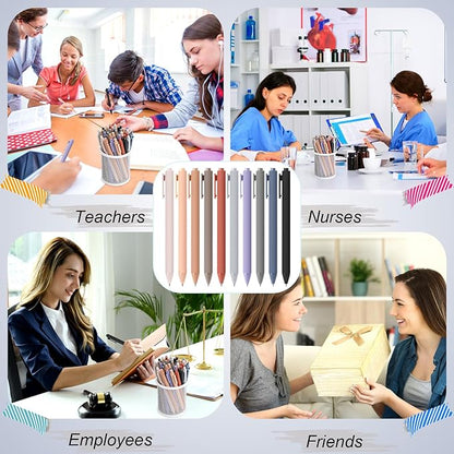 Crtiin 50 Pcs Gel Ink Pens Bulk, Black Ink 0.5mm Fine Point Retractable Pen Smooth Writing Office School Supplies for Teacher Server Operation Christmas Charity Donation Thanksgiving (Morandi Colors)