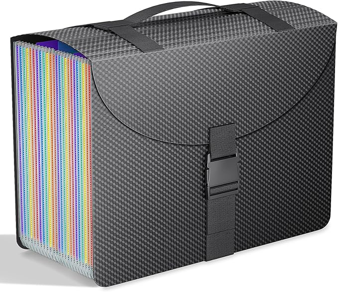 Expanding File Folders with Handle,25 Pockets Accordion File Organizer Expandable,Portable Expandable File Box,Sturdy Accordian Filing Organizer with Tab for Document Paper Bill Receipt,Diamond