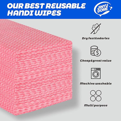 Handi Wipes Reusable Cloths, Red Disposable Kitchen Cleaning Towel Roll, Heavy Duty J Cloth,100 Count