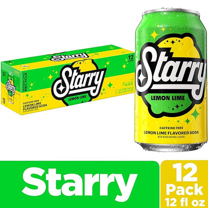 Starry Lemon Lime Soda Pop, 12 Fl Oz Cans (Pack of 12)