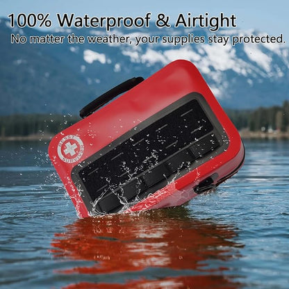 Waterproof First Aid Kits -348 Piece Comprehensive Trauma Kit, Emergency Medical Kit for Marine, Outdoor, Camping, Hurricanes, Boating and Car -With Labeled Compartments for Easy Access