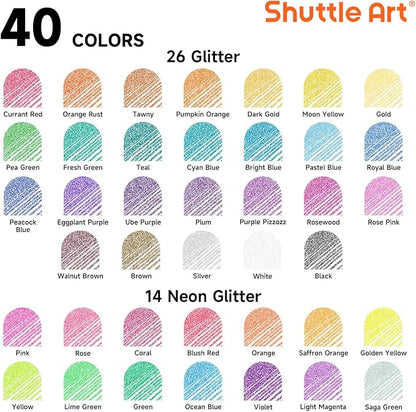Shuttle Art 80 Pack Glitter Gel Pens, 40 Colors Glitter Gel Pens Set with 40 Refills for Adults Coloring Books Drawing Crafts Scrapbooking Journaling