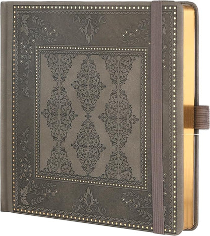 TIEFOSSI Dotted Journal Notebook, Dot Grid Notebook for Women Men, Hardcover PU Leather Journal, 160 GSM Thick Paper, 160 Numbered Pages with Gold Edges, 8 x 8 Square Diary