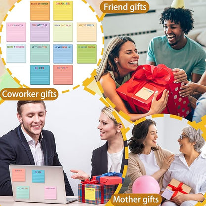 Yinder 24 Pcs Inspirational Sticky Notes Christmas Stocking Stuffers Motivational Sticky Notes Pad Employee Appreciation Gift Bulk for Teacher Nurse Coworker Office 3 x 3'' (Motivational,Light Color)