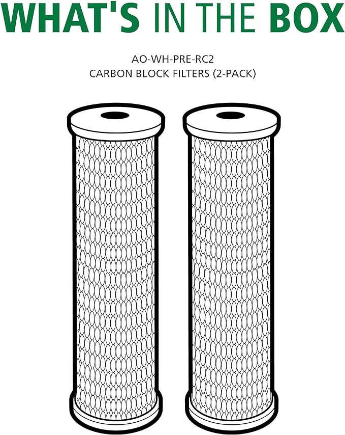 AO Smith 2.5"x10" 5 Micron Carbon Block Sediment Water Filter Replacement Cartridge - 4 Pack - For Whole House Filtration Systems - AO-WH-PRE-RC2