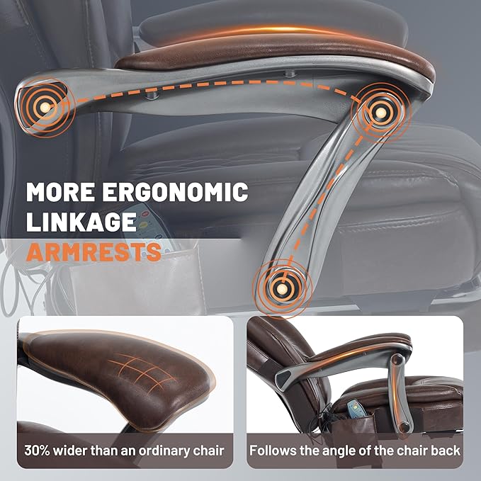 Massage Office Chair with Heating Function & Footrest, 6-Point Vibration, Ergonomic Executive Reclining Desk Chair with Padded Seat for Relaxation, Comfort & Stress Relief