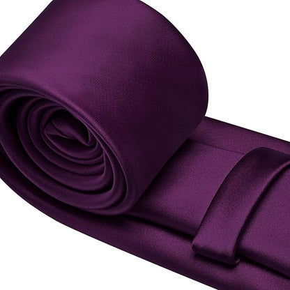 Branduce 3.15"（8cm） Mens Solid Satin Tie Pure Color Necktie for Business and Wedding + Gift Box