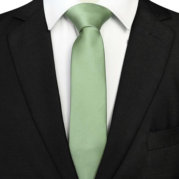 RBOCOTT 2.4“ Solid Color Skinny Tie Business Wedding Necktie for Men(6cm)