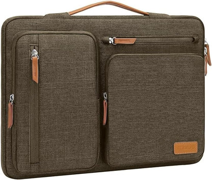 MOSISO 360 Protective Laptop Case 16 inch, 15-15.6 inch Laptop Sleeve Compatible with MacBook Pro 16, HP, Acer, Dell, Lenovo, ASUS, Side Open Carrying Case with 4 Zipper Pockets&Handle,Carob Brown