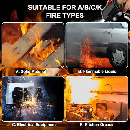 6Pack Fire Extinguisher with Mounting Bracket - 4 in 1 Portable A, B, C, K Fire Extinguishers for Boat, 620ml Mini Water-Based Flame Extinguisher for Car, Home, Kitchen, RV, Truck & Office