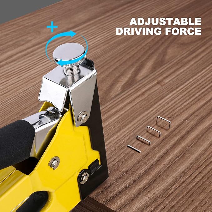 HAUTMEC 3-in-1 Heavy Duty Staple Gun Kit – Chromed Steel Upholstery Stapler with 600 Staples, Quick-Jam Clear, Adjustable Driving Force & Rapid Loading – HT0430