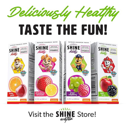 ShineWater Kids x Paw Patrol Vitamin D Apple Berry Juice Boxes | No Added Sugar | Naturally Flavored Drink for Kids | Vegan Gluten Free Hydration | 32 Pack