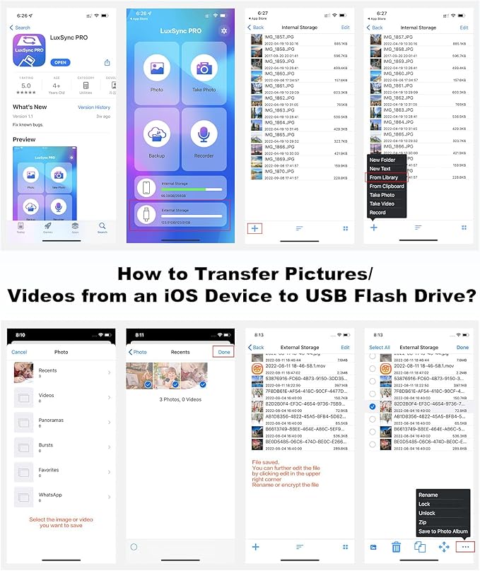 MFi Certified 512GB Flash Drive for iPhone Photo Stick, USB Memory Stick High Speed iPhone Flash Drive, External Memory Storage USB Stick Thumb Drive for iPhone/iPad/Android/PC (Metallic Silver)