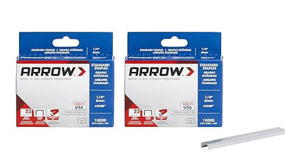 Arrow 202IP-EK 1/4-Inch Length, Galvanized Steel Staples for Desktop Staplers only. Multipack Office Supplies; Business, Classroom Supplies, Home Office, and Craft Use, 2-Pack, 10000 Per Pack