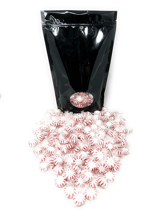 Holiday American Old Fashioned Peppermint Starlights Mints Hard Candy Discs Individually Wrapped Bulk 3 Lb's 200+ pcs (48-Oz)