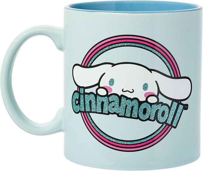 Silver Buffalo Sanrio Hello Kitty and Friends Cinnamoroll Rainbow Glitter Ceramic Mug, 20 Ounce