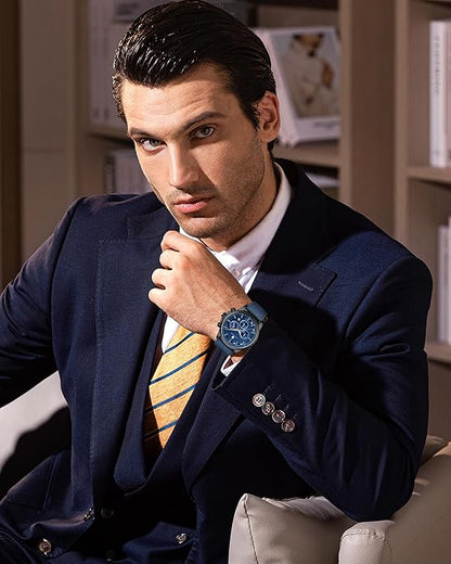 BY BENYAR Mens Watches Analog Quartz Chronograph Waterproof Wrist Watches for Men Fashion Business Work Casual Sport Designer Dress Watch with Calendar Elegant Gifts for Men