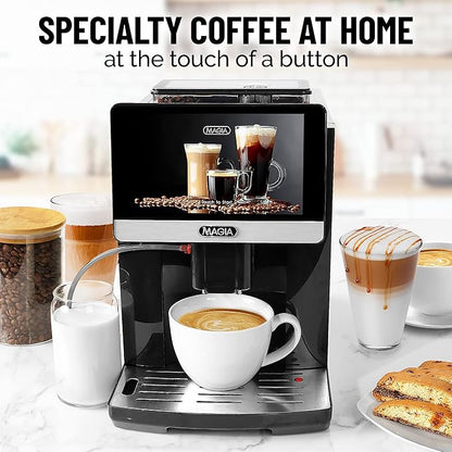 Zulay Magia Fully Automatic Espresso Machine With Grinder - 19 Customizable Coffee Options - Auto-Cleaning For Easy Maintenance - Milk-Foam System For Latte, Cappuccino, Macchiato - New Silver