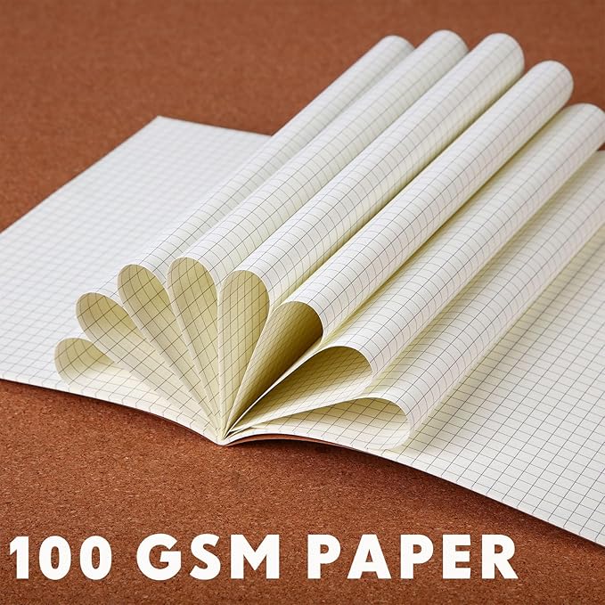 Mimorou 100 Pcs Kraft Notebook Journals 5.5 Inch x 8.3 Inch A5 Journal Softcover Notebooks Bulk for Kids Student Writing Sketch Office Notepad with 60 Pages 33 Sheets (Brown, Grid)