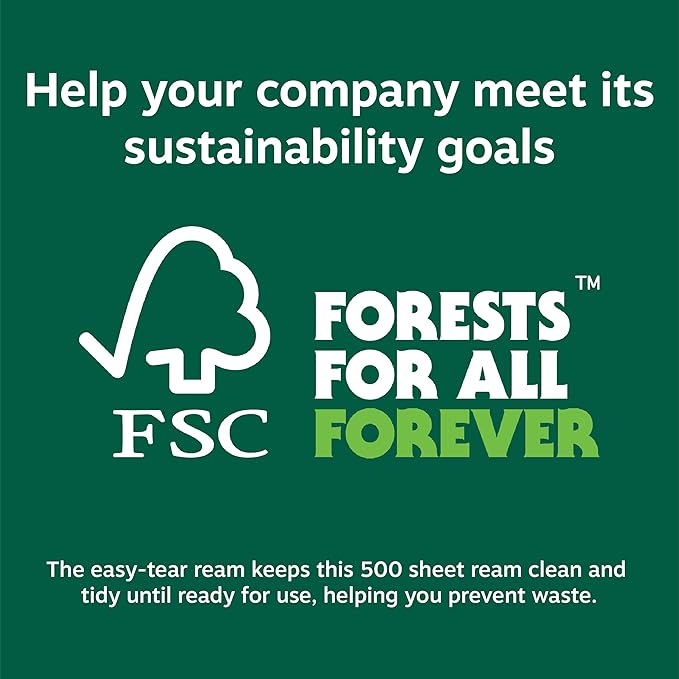 Staples Inkjet Paper – 11” x 17” Multipurpose Paper, 1 Carton of 5 Reams for 2,500 Total Sheets, 20 lbs, 96 Bright Paper – FSC and Rainforest Alliance Certified, Acid-Free