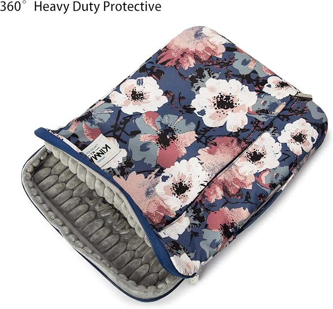 Kinmac 360° Heavy Duty Protective Laptop Sleeve Case Bag Cover with Handle for MacBook Air 13 inch,iPad Pro 13 inch and 13.3 inch HP,Dell,Lenovo,Asus,Acer Laptop (Camellia)